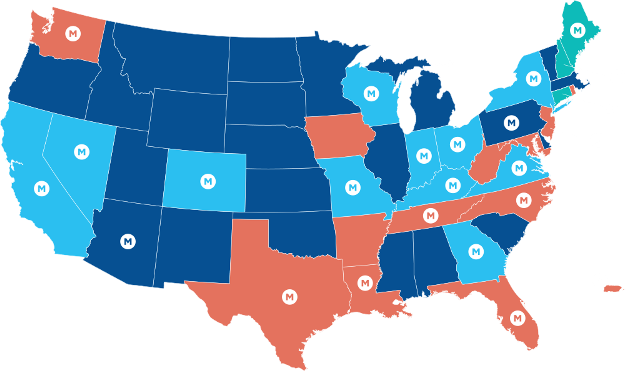 Map of Elevance states